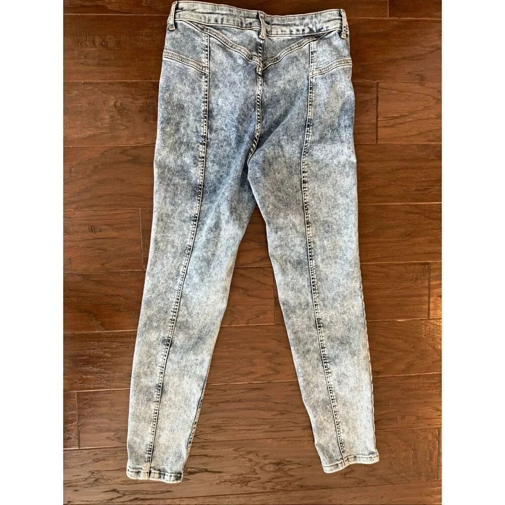 Free People Riley Seamed Skinny Jeans Acid Wash indigo size 30